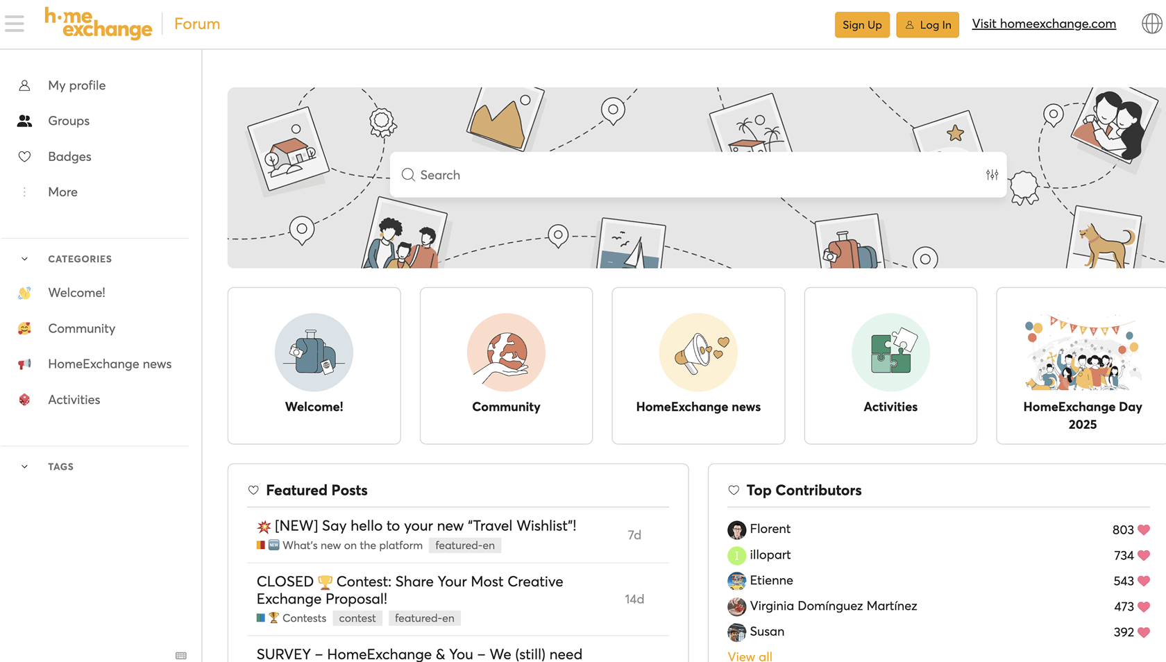 Home Exchange community forum screenshot