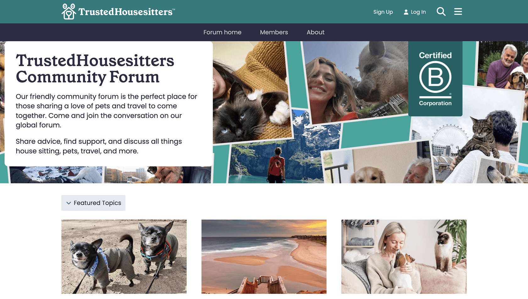 Trusted Housesitters community forum screenshot
